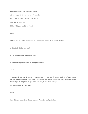 Đề thi tuyển chọn học sinh giỏi lớp 9 năm học 2006 – 2007 đề bài (thời gian làm bài: 150 phút)