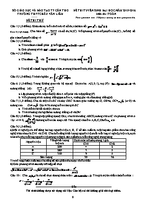 Đề thi tuyển sinh đại học năm 2015 - 2016 môn thi : Toán thời gian làm bài: 180 phút, không kể thời gian phát đề