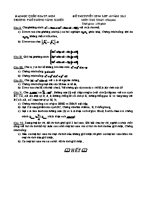 Đề thi tuyển sinh lớp 10 năm 2013 môn thi: Toán (chuyên) thời gian: 150 phút