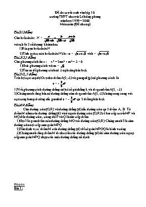 Đề thi tuyển sinh vào lớp 10 năn học 1999 – 2000 Môn toán (Đề chung)