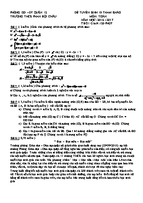 Đề tuyển sinh 10 tham khảo môn: Toán năm học: 2016 – 2017 thời gian: 120 phút