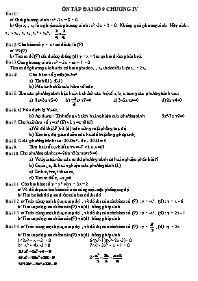 Giáo án lớp 9 môn Toán - Ôn tập đại số 9 chương IV