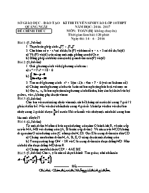 Kì thi tuyển sinh vào lớp 10 thpt năm học: 2016 – 2017 môn: Toán thời gian làm bài: 120 phút