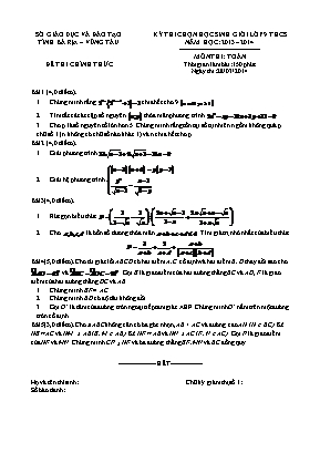 Kỳ thi chọn học sinh giỏi lớp 9 thcs năm học: 2013 – 2014 môn thi: Toán thời gian làm bài: 150 phút