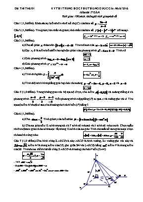 Kỳ thi trung học phổ thông quốc gia năm 2016 môn thi: Toán thời gian: 180 phút, không kể thời gian phát đề