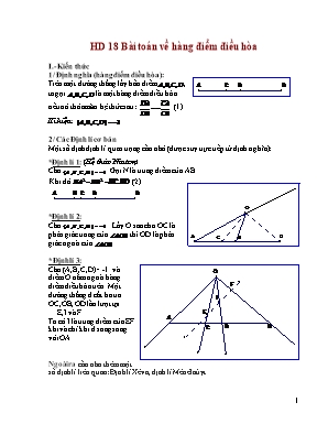 Ôn tập môn Hình học lớp 10 - Bài toán về hàng điểm điều hòa