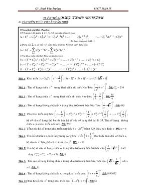 Ôn tập môn Toán lớp 11 - Vấn đề 3: Nhị thức Newton