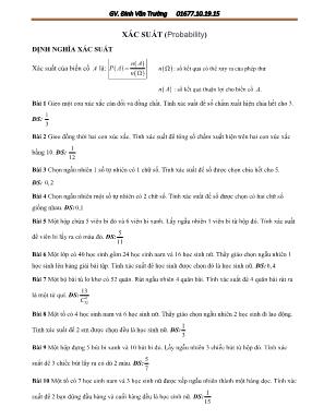 Ôn tập môn Toán lớp 11 - Xác suất (probability)