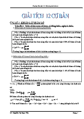 ôn thi môn Toán lớp 12 - Chủ đề 1: Khảo sát hàm số