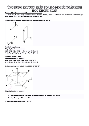ôn thi môn Toán lớp 12 - Ứng dụng phương pháp tọa độ để giải toán hình học không gian