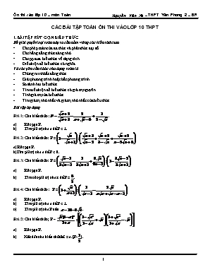 Ôn thi vào lớp 10 – môn Toán Nguyễn Văn Xá – THPT Yên Phong 2 – Bắc Ninh