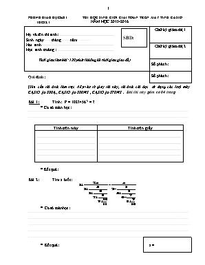 Thi học sinh giỏi giải toán trên máy tính casio năm học 2015 - 2016