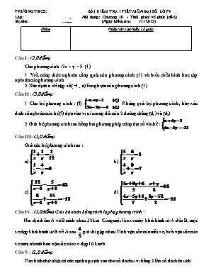Bài kiểm tra 1 tiết môn đại số lớp 9 chương III - Thời gian: 45 phút (đề 6)