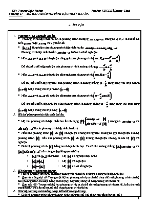 Bài ôn tập lớp 9 môn Đại số - Chương 3: Hệ hai phương trình bậc nhất hai ẩn