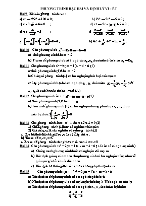 Bài ôn tập lớp 9 môn Đại số - Phương trình bậc hai và định lý Vi - Ét
