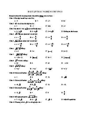 Bài ôn tập môn Toán học lớp 9 - Bài tập trắc nghiệm chương 1