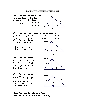 Bài ôn tập môn Toán học lớp 9 - Bài tập trắc nghiệm chương I