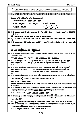 Bài ôn tập môn Toán học lớp 9 - Chương I: Hệ thức lượng trong tam giác vuông