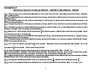 Chuyên đề Giải toán bàng cách lập phương trình và hệ phương trình