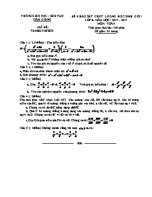 Đề khảo sát chất lượng học sinh giỏi lớp 8 - Năm học: 2013 - 2014 môn: Toán thời gian làm bài: 150 phút