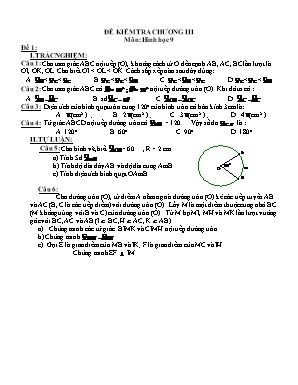 Đề kiểm tra chương III môn: Hình học 9