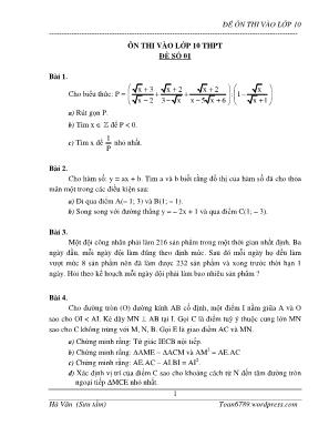 Đề ôn thi vào lớp 10 môn Toán