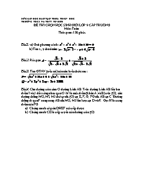 Đề thi chọn học sinh giỏi lớp 9 cấp trường môn: Toán. Thời gian: 150 phút