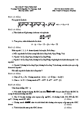 Đề thi học sinh giỏi năm học 2006 - 2007 môn: Toán 9 (thời gian: 90 phút)