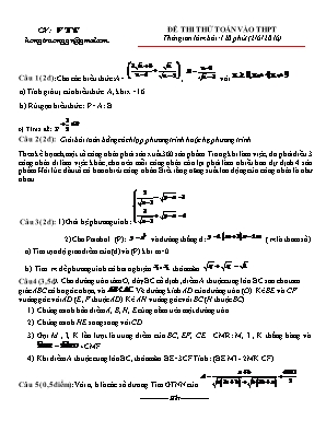 Đề thi thử toán vào thpt thời gian làm bài: 120 phút môn Toán lớp 9
