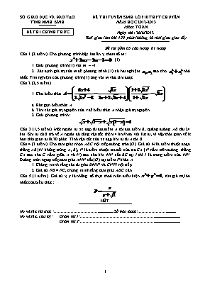 Đề thi tuyển sinh lớp 10 thpt chuyên năm học 2012 - 2013 môn: Toán thời gian làm bài: 120 phút (không kể thời gian giao đề)