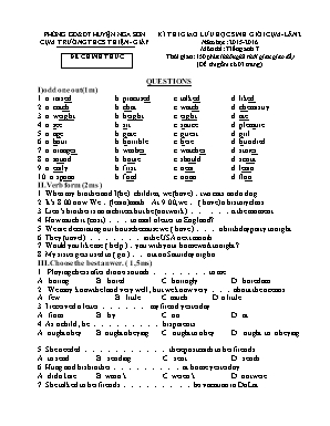 Kì thi giao lưu học sinh giỏi cụm - Lần 2 năm học: 2015 - 2016 môn thi: Tiếng anh 7 thời gian: 150 phút (không kể thời gian giao đề)