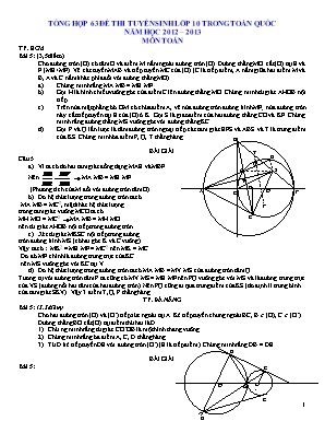 Tổng hợp 63 đề thi tuyển sinh lớp 10 trong toàn quốc năm học 2012 – 2013 môn toán