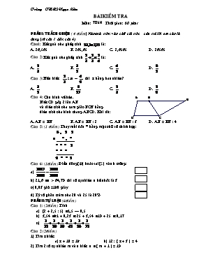 Bài kiểm tra môn: Toán thời gian: 60 phút