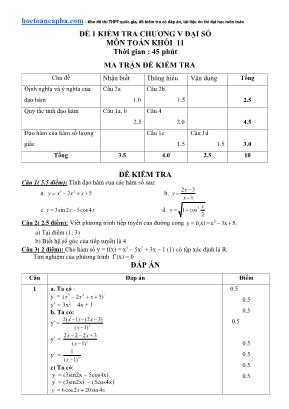 Đề 1 kiểm tra chương V đại số môn toán khối 1