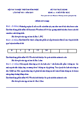 Đề 2 thi thực hành bảng A : Khối tiểu học thời gian làm bài 60 phút ( không kể thời gian giao đề)