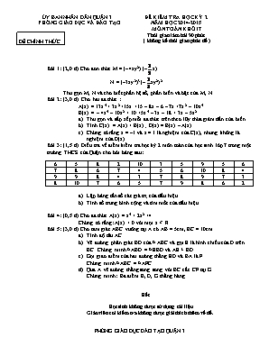 Đề kiểm tra học kỳ 2 năm học 2014 - 2015 môn toán khối 7 đề chính thức thời gian làm bài 90 phút ( không kể thời gian phát đề )
