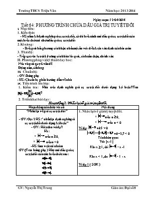 Giáo án lớp 8 môn Đại số - Tiết 64 đến tiết 68
