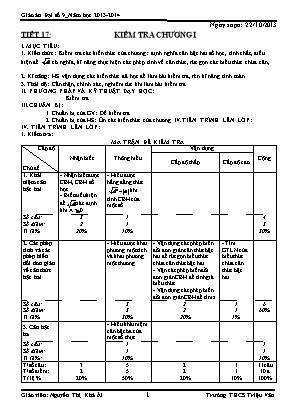 Giáo án lớp 9 môn Đại số - Tiết 17: Kiểm tra chương I