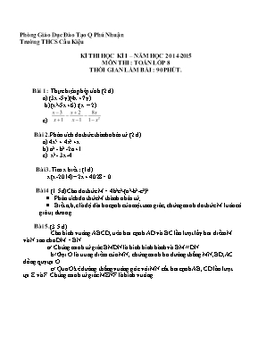 Kì thi học kì I – năm học 2014 - 2015 môn thi