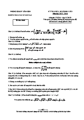 Kỳ thi khảo sát chất lượng học sinh giỏi năm 