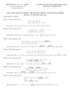 Tổng hợp phương trình - Hệ phương trình - bất phương trình trong các đề thi thử 2014