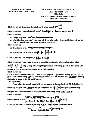 Đề 1 thi thử thpt quốc gia lần 3 năm học 2015 - 2016 môn: Toán thời gian làm bài: 180 phút, không kể giao đề