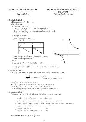 Đề 16 thi thử kỳ thi thpt quốc gia môn : Toán thời gian làm bài 180 phút