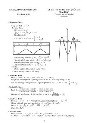 Đề 9 thi thử kỳ thi thpt quốc gia môn : Toán thời gian làm bài 180 phút