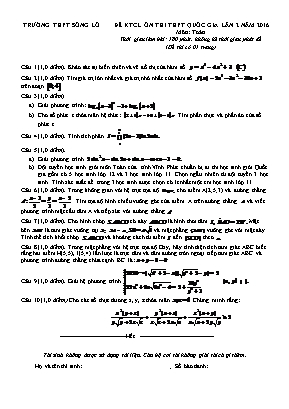 Đề kiểm tra chất lượngôn thi thpt quốc gia lần 2 năm 2016 môn: Toán thời gian làm bài: 180 phút, không kể thời gian phát đề