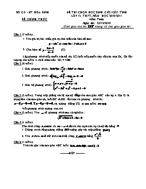 Đề thi chọn học sinh giỏi cấp tỉnh lớp 12 thpt, năm học 2010 - 2011 môn: Toán (thời gian làm bài không kể thời gian giao đề)