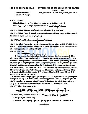 Đề thi Kỳ thi trung học phổ thông quốc gia 2016 môn thi: Toán thời gian làm bài 180 phút, không kể thời gian phát đề