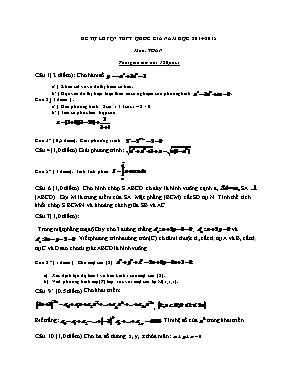 Đề tự luyện thpt quốc gia năm học 2014 - 2015 môn: Toán thời gian làm bài: 180 phút