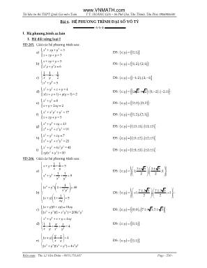 Giáo án lớp 12 môn Toán - Bài 6: Hệ phương trình đại số vô tỷ