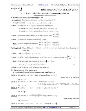 Ôn tập môn Toán lớp 12 - Bài 1: Các bài toán liên quan đến tính đơn điệu hàm số